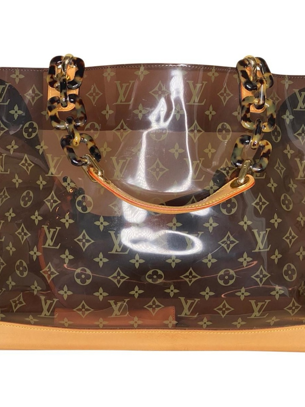 Louis Vuitton Brown Monogram Transparent Tote with Tortoiseshell Links